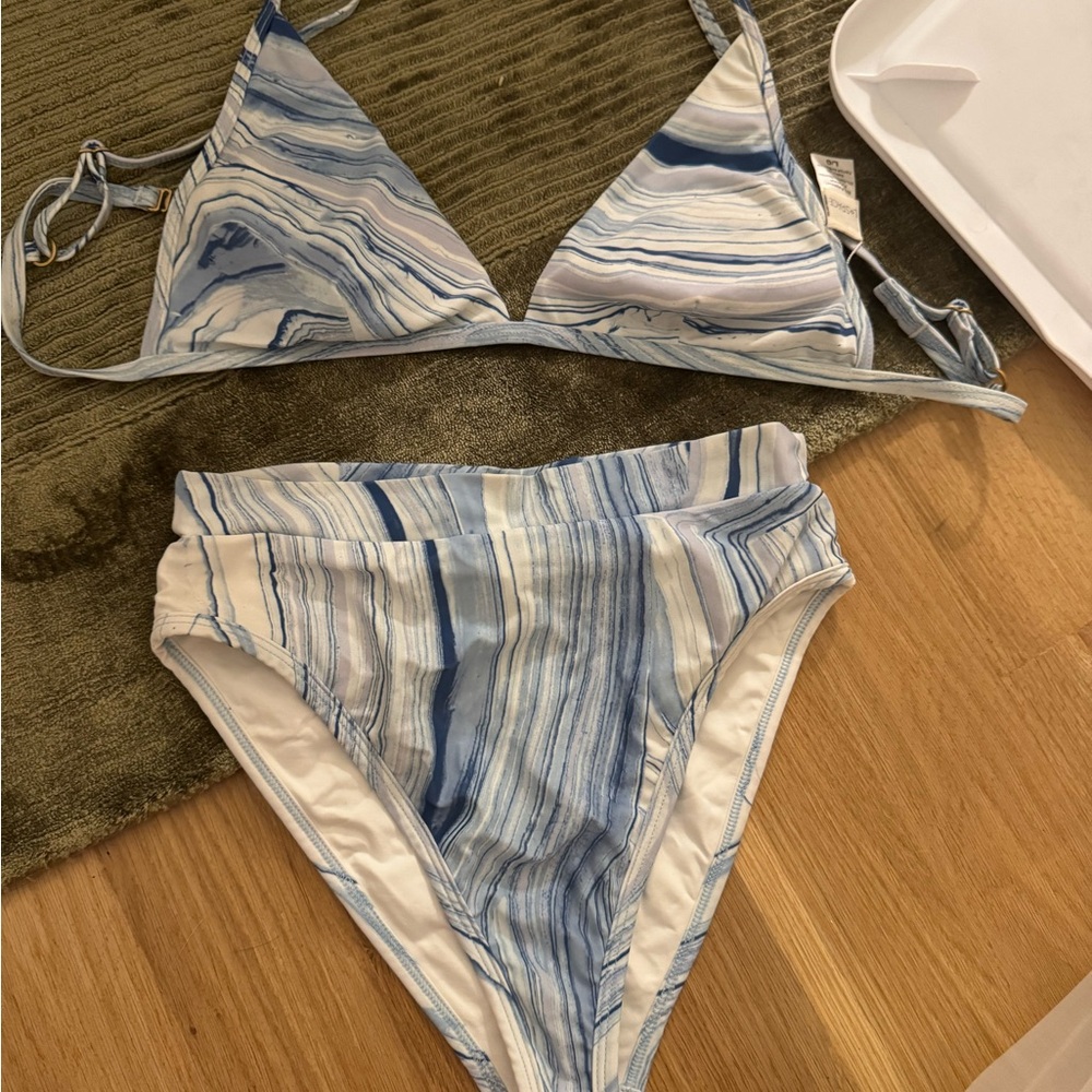 LSpace Blue and White Marble Bikini Set
